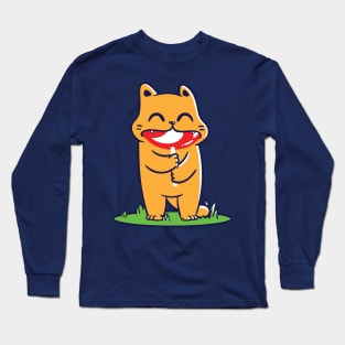 Cat and Big Lollipop Long Sleeve T-Shirt